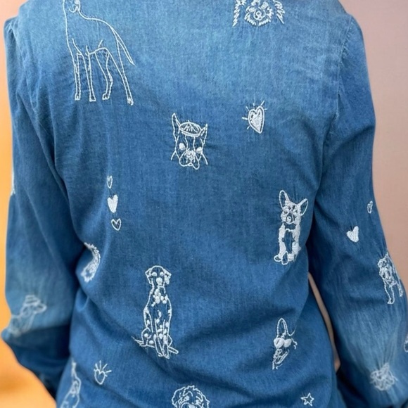 Johnny Was “For dog lovers only” pearl button embroidered western shirt NWT RARE - Picture 11 of 12